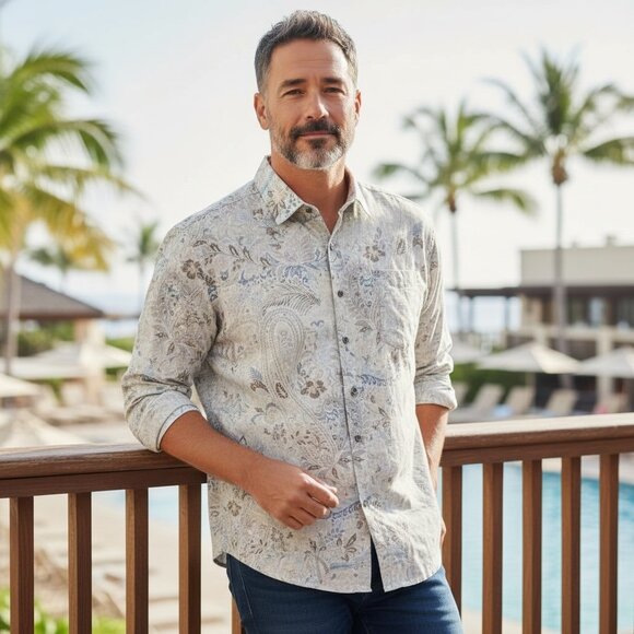 Tommy Bahama Other - Tommy Bahama Men’s Paisley Button Down Shirt L Coastal Resort Casual